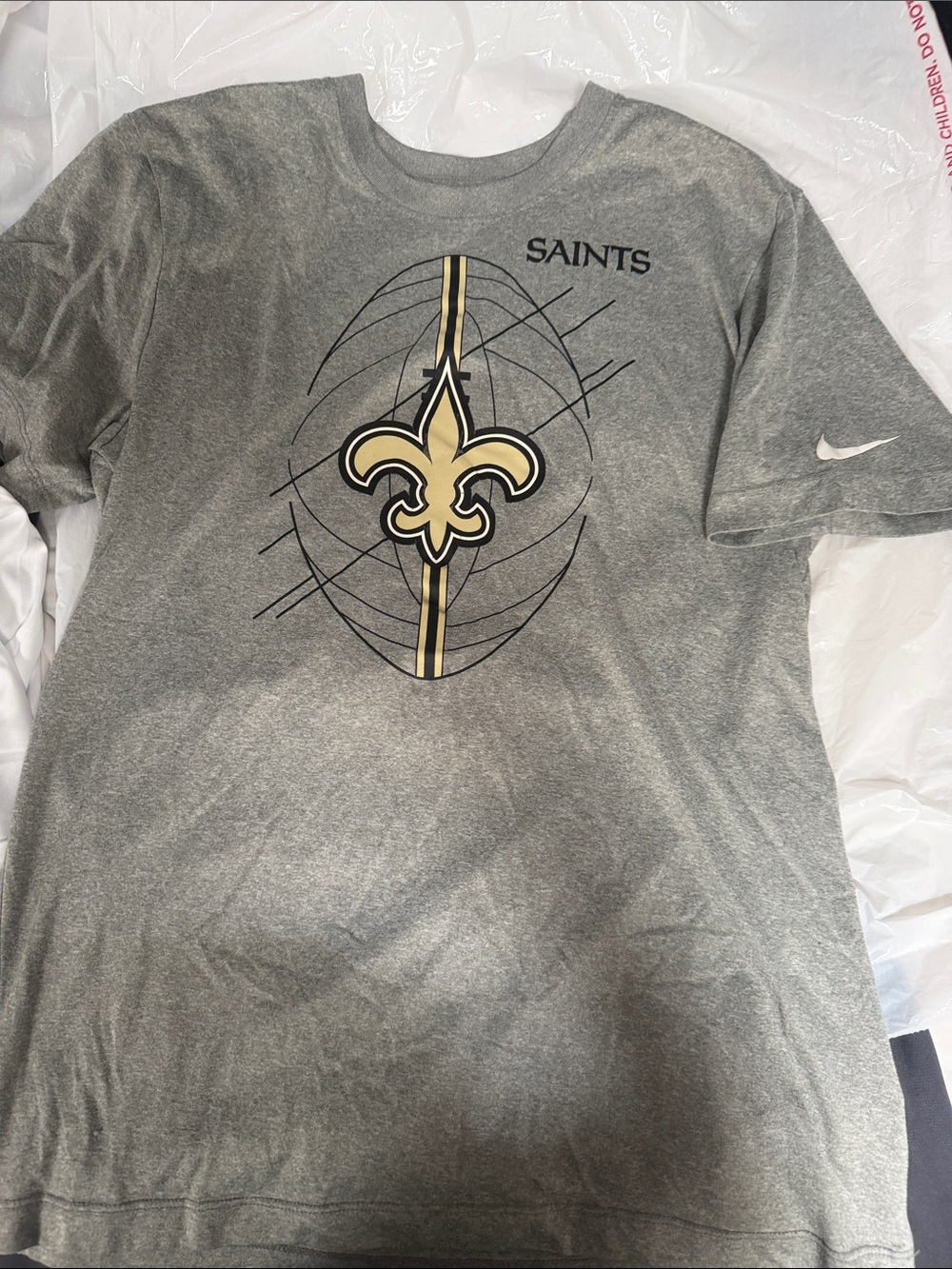 Nike Gray and Gold Saints Graphic T-Shirt